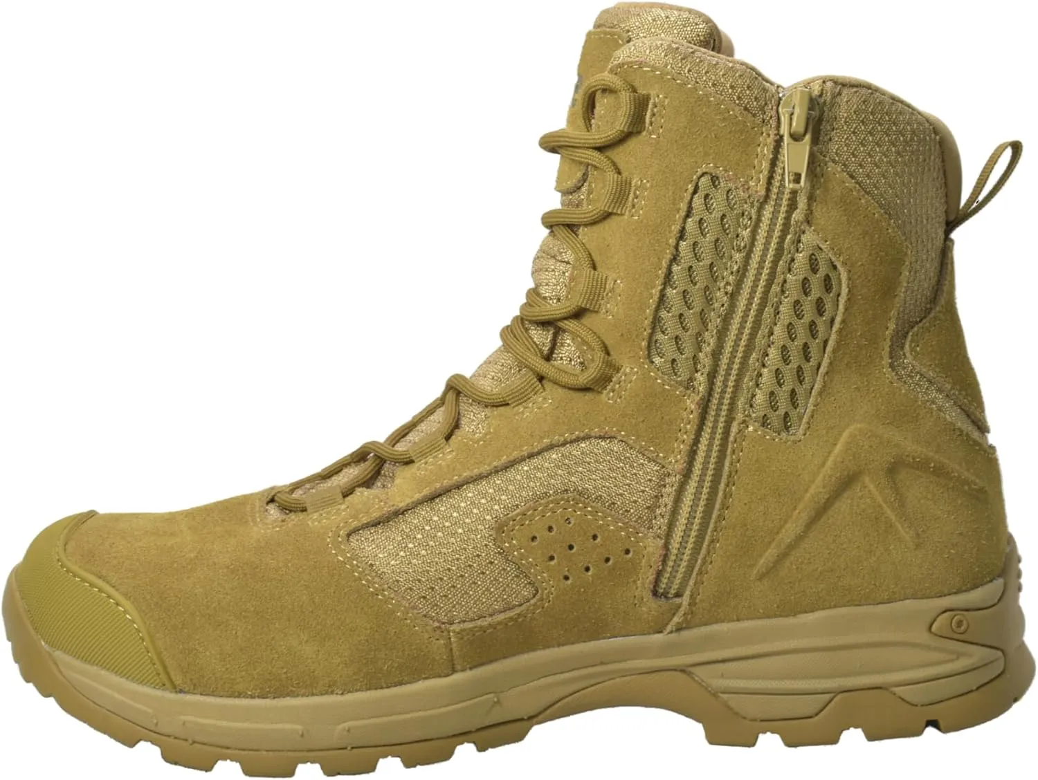 Ad Tec Tactical Boots For Men - 8 Suede Leather & Waterproof Boots With Side Zipper - Men's Work & Safety Boots With Oil & Slip Resistant Outsole, Coyote