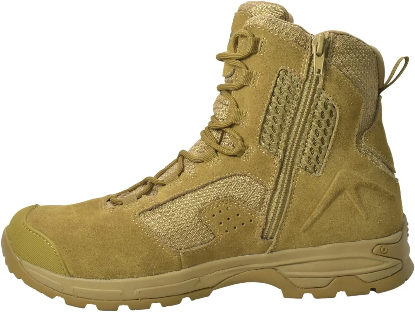 Ad Tec Tactical Boots For Men - 8 Suede Leather & Waterproof Boots With Side Zipper - Men's Work & Safety Boots With Oil & Slip Resistant Outsole, Coyote