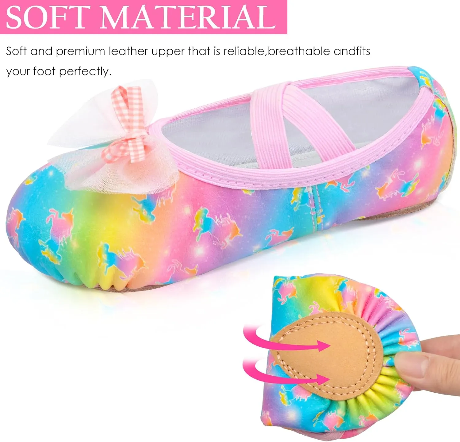 Ballet Shoes for Girls Toddler Ballet Dance Slippers Soft Leather Split Sole Flat Ballerina Shoes for Little Girls Kids