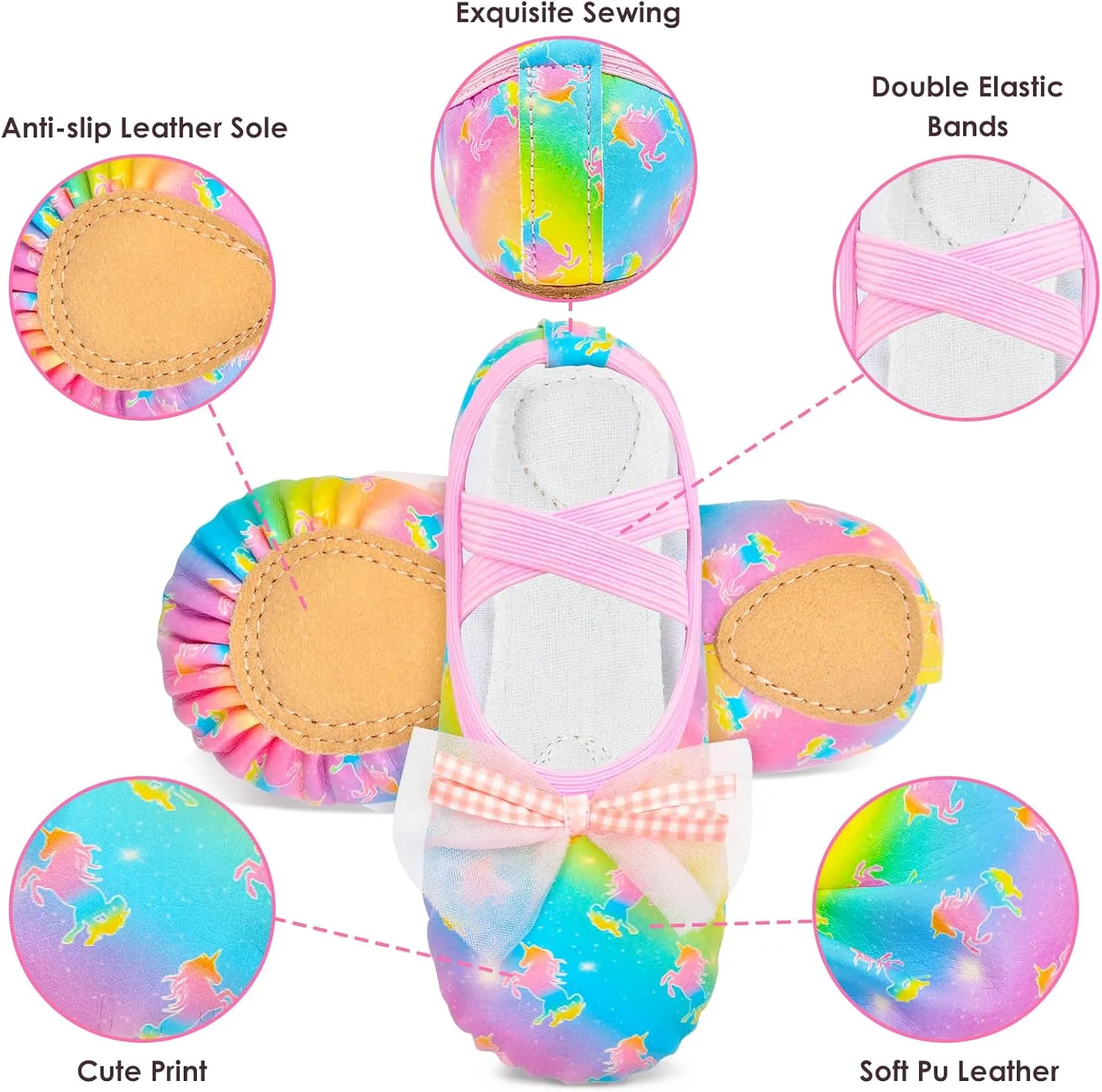 Ballet Shoes for Girls Toddler Ballet Dance Slippers Soft Leather Split Sole Flat Ballerina Shoes for Little Girls Kids