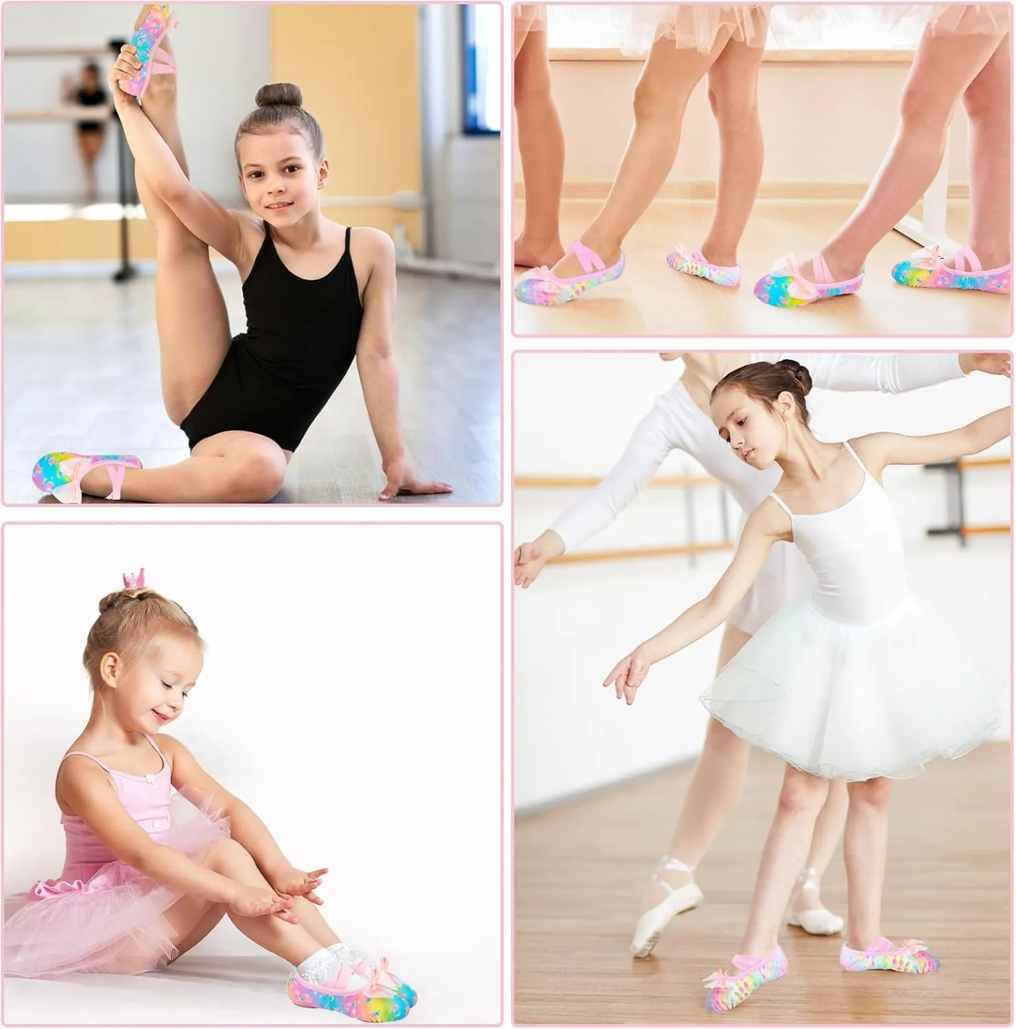 Ballet Shoes for Girls Toddler Ballet Dance Slippers Soft Leather Split Sole Flat Ballerina Shoes for Little Girls Kids
