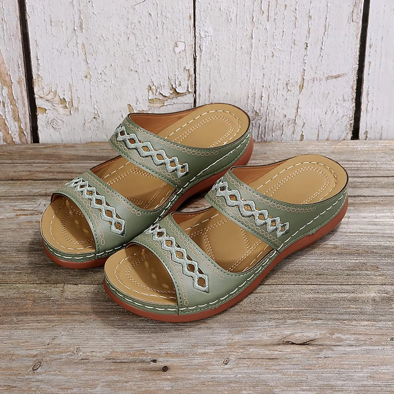 Cathalem Orthopedic Sandals for Women Dressy Summer Comfortable Walking Sandals with Arch Support Fashion Orthotic Slides
