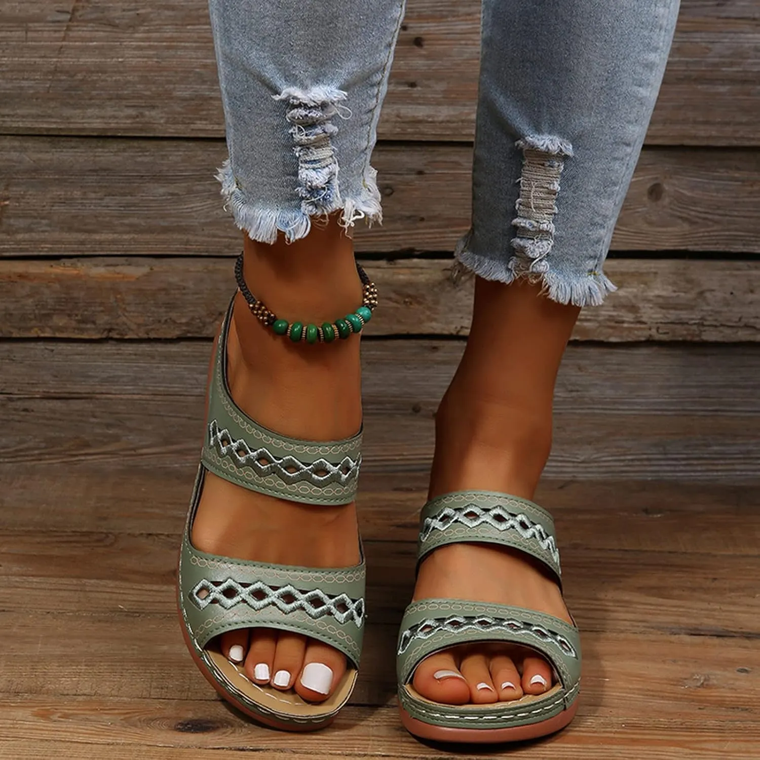Cathalem Orthopedic Sandals for Women Dressy Summer Comfortable Walking Sandals with Arch Support Fashion Orthotic Slides