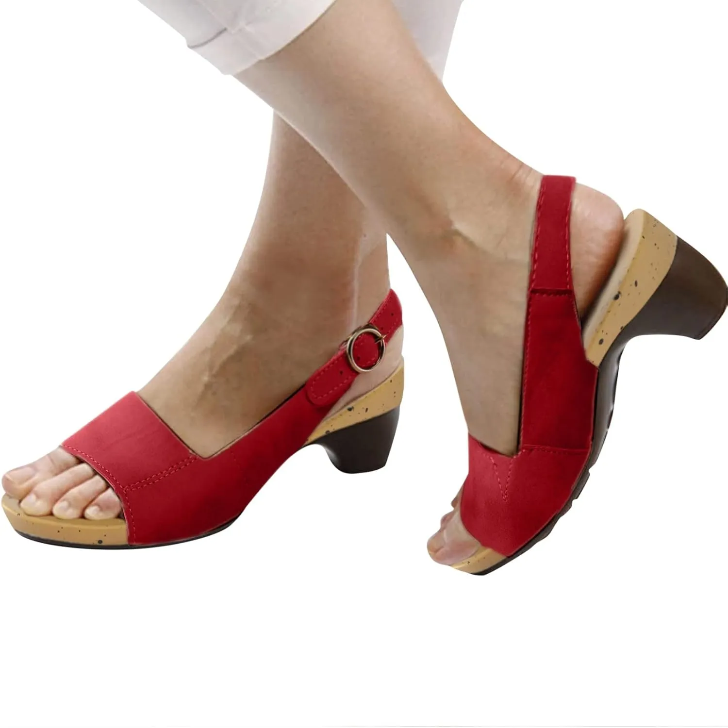 Cathalem Orthopedic Sandals for Women,Sandals Women Orthopedic Sandals Dressy Open Toe Low Heel Sandals with Ankle Strap