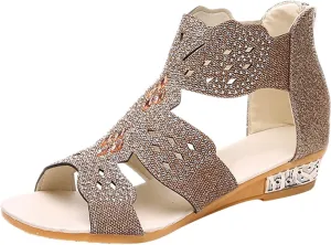 Cathalem Sandals for Women Dressy,Orthopedic Platform Sandals Womens Sandals Low Wedges Peep Toe Wrapped Beach Outdoor Sandals