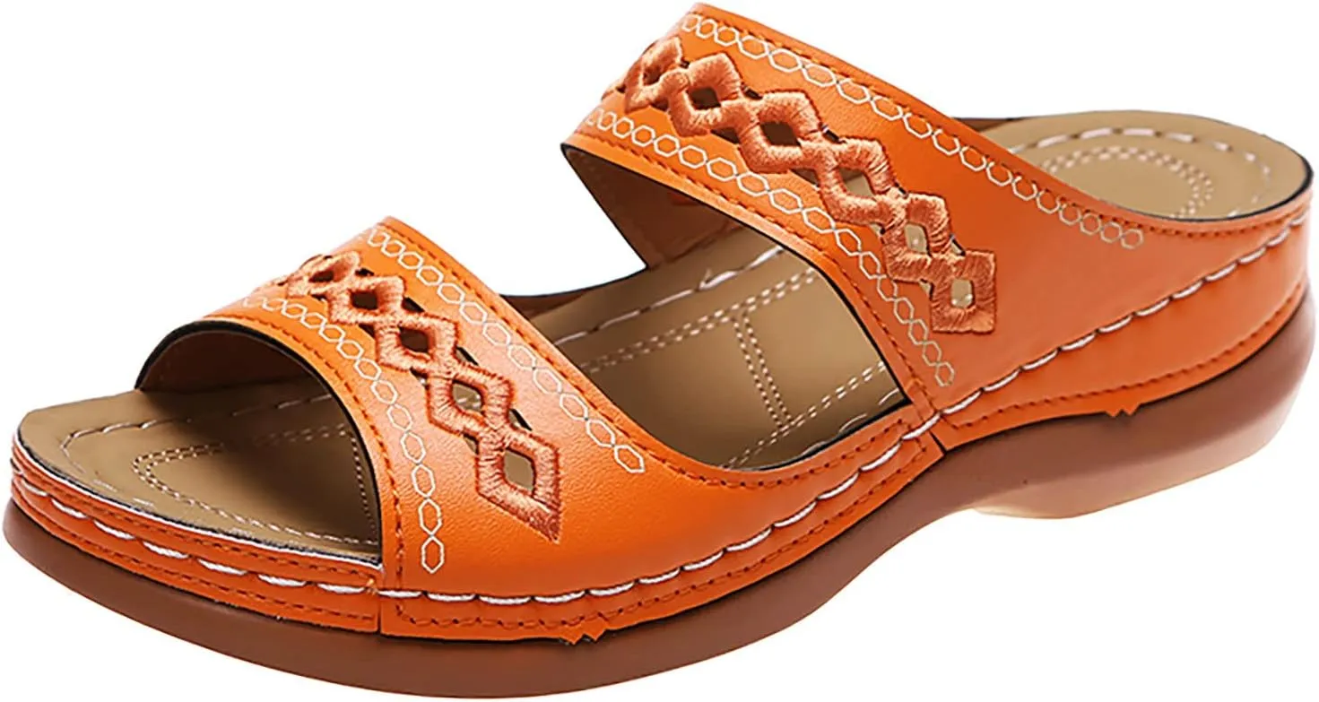 Cathalem Summer Sandals for Women 2024 Open Toe Ankle Strap Platform Sandals Casual Strappy Low Wedges Sandals