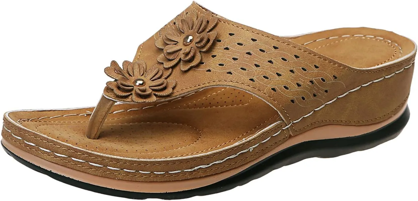 Cathalem Summer Sandals for Women 2024 Platform Arch Support Sandal Bohemian Anti-Slip Shoes Comfortable Beach Travel Sandals