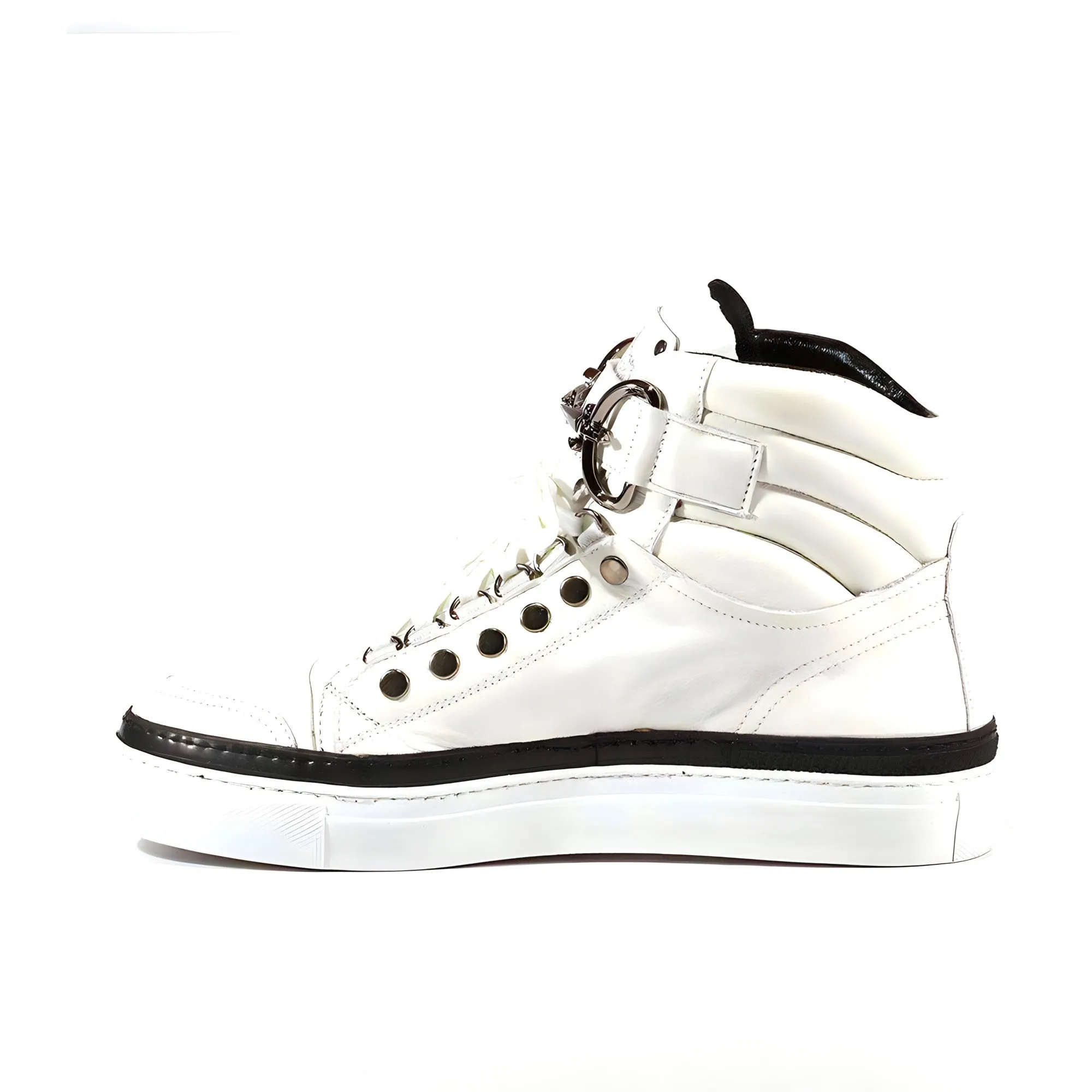 Cesare Paciotti Luxury Italian Men's Designer Shoes Dan Bianco Dakar Black / White Leather Sneakers (CPM3032)
