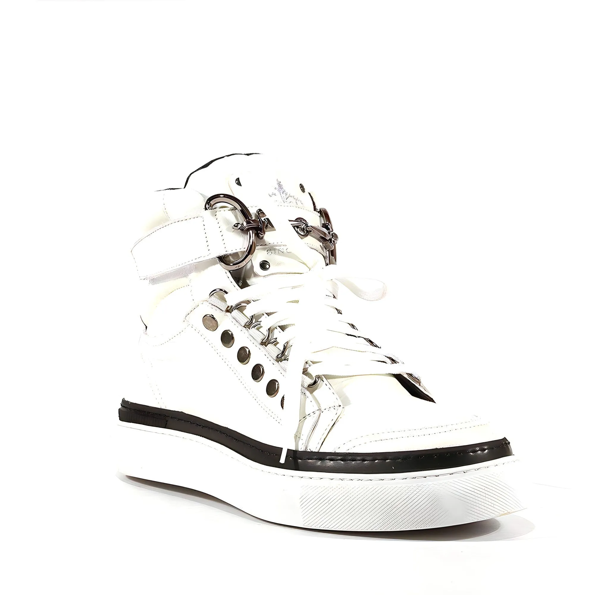 Cesare Paciotti Luxury Italian Men's Designer Shoes Dan Bianco Dakar Black / White Leather Sneakers (CPM3032)