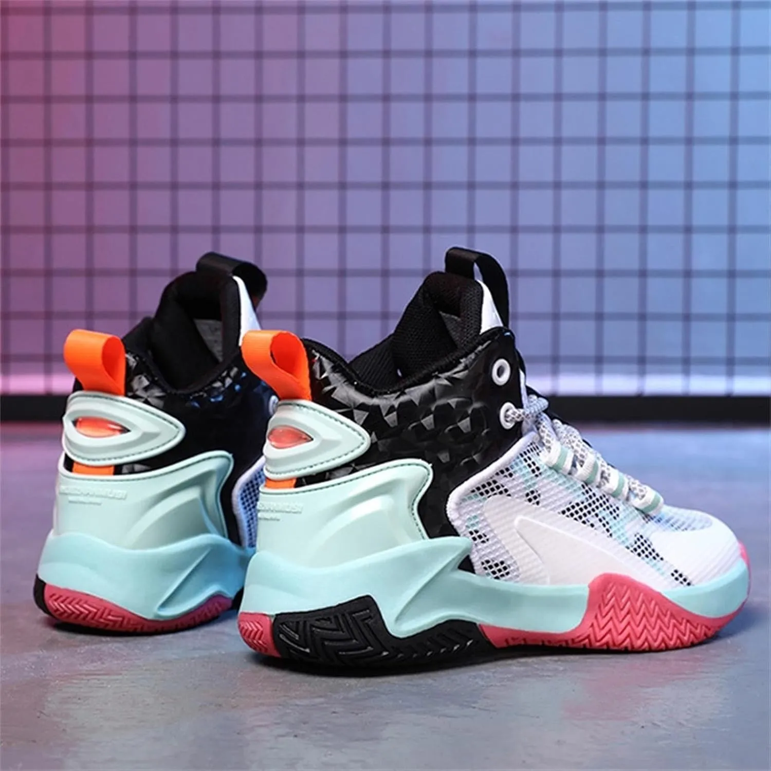 Childrens Outdoor Sneakers Lace Ankle Non Slip Sport Shoes Kids Boys Girls Basketball Sport High Top Breathable Sneakers