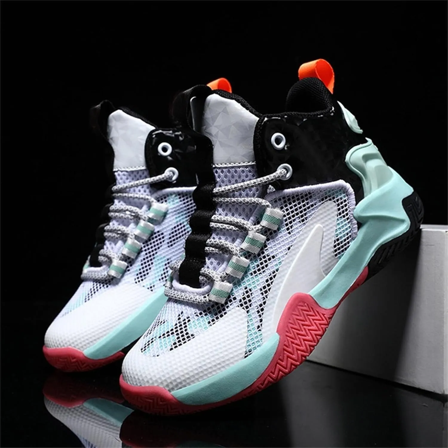 Childrens Outdoor Sneakers Lace Ankle Non Slip Sport Shoes Kids Boys Girls Basketball Sport High Top Breathable Sneakers