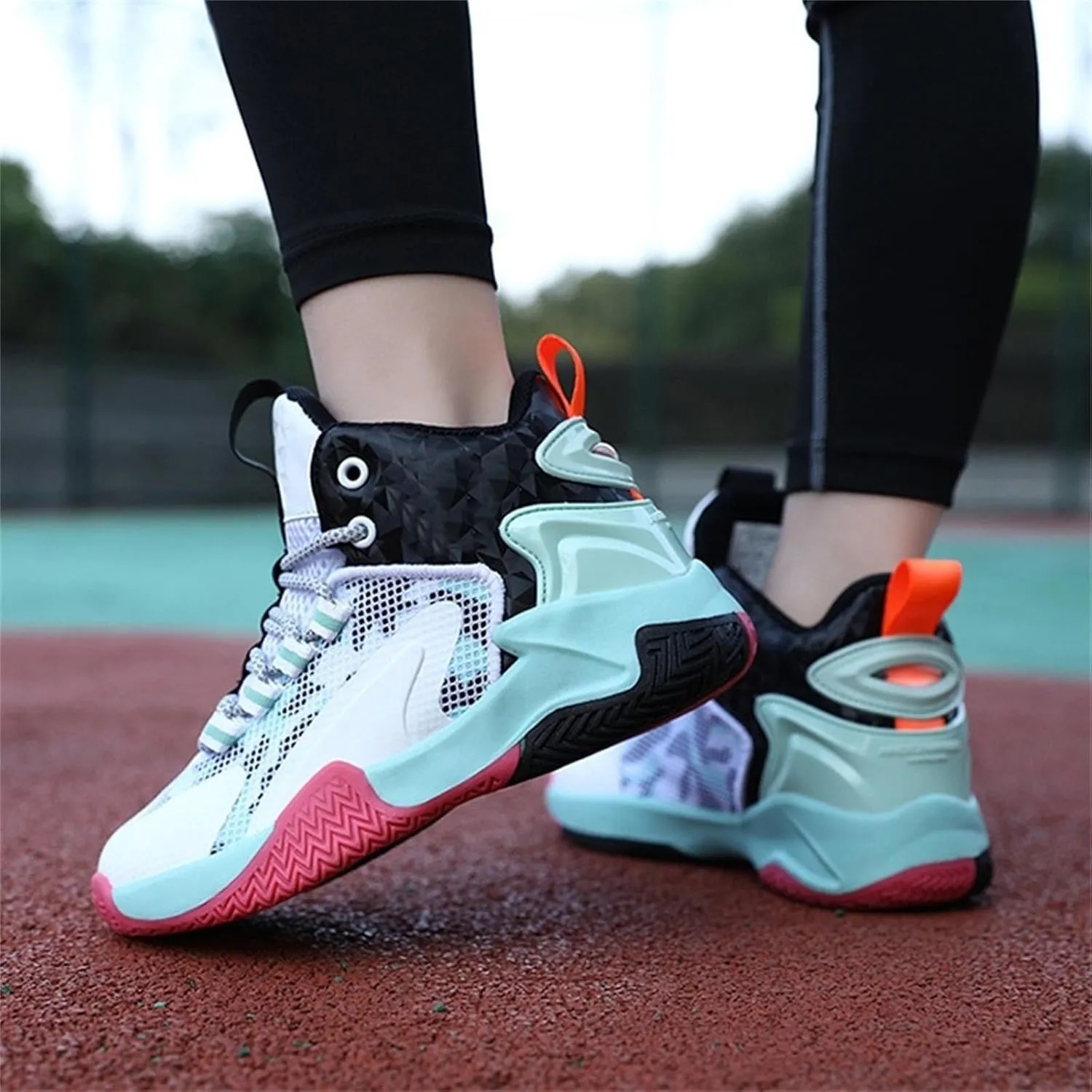 Childrens Outdoor Sneakers Lace Ankle Non Slip Sport Shoes Kids Boys Girls Basketball Sport High Top Breathable Sneakers