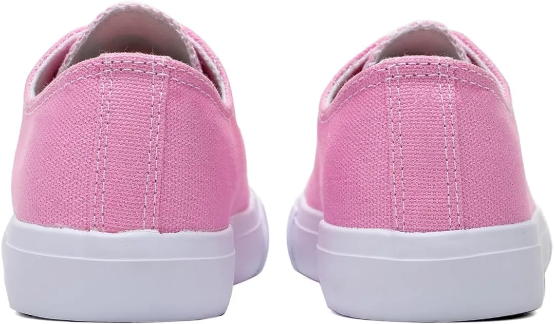 Classic Unisex Low-Top Canvas Sneakers ?C Boys Girls and Toddler Casual Lace-Up Shoes with Rubber Sole, Includes Extra White Shoelaces