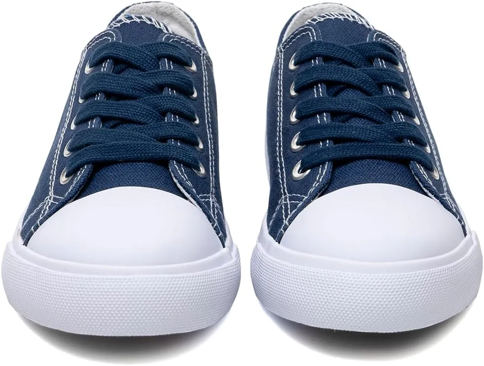 Classic Unisex Low-Top Canvas Sneakers ?C Boys Girls and Toddler Casual Lace-Up Shoes with Rubber Sole, Includes Extra White Shoelaces