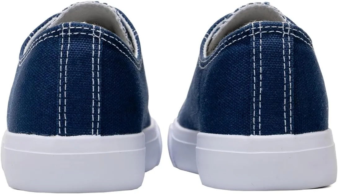 Classic Unisex Low-Top Canvas Sneakers ?C Boys Girls and Toddler Casual Lace-Up Shoes with Rubber Sole, Includes Extra White Shoelaces