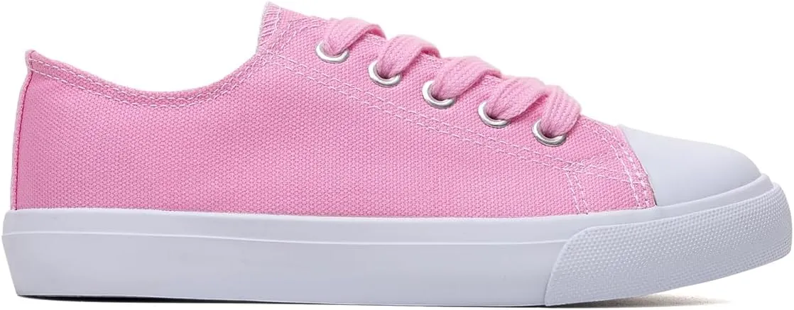 Classic Unisex Low-Top Canvas Sneakers ?C Boys Girls and Toddler Casual Lace-Up Shoes with Rubber Sole, Includes Extra White Shoelaces