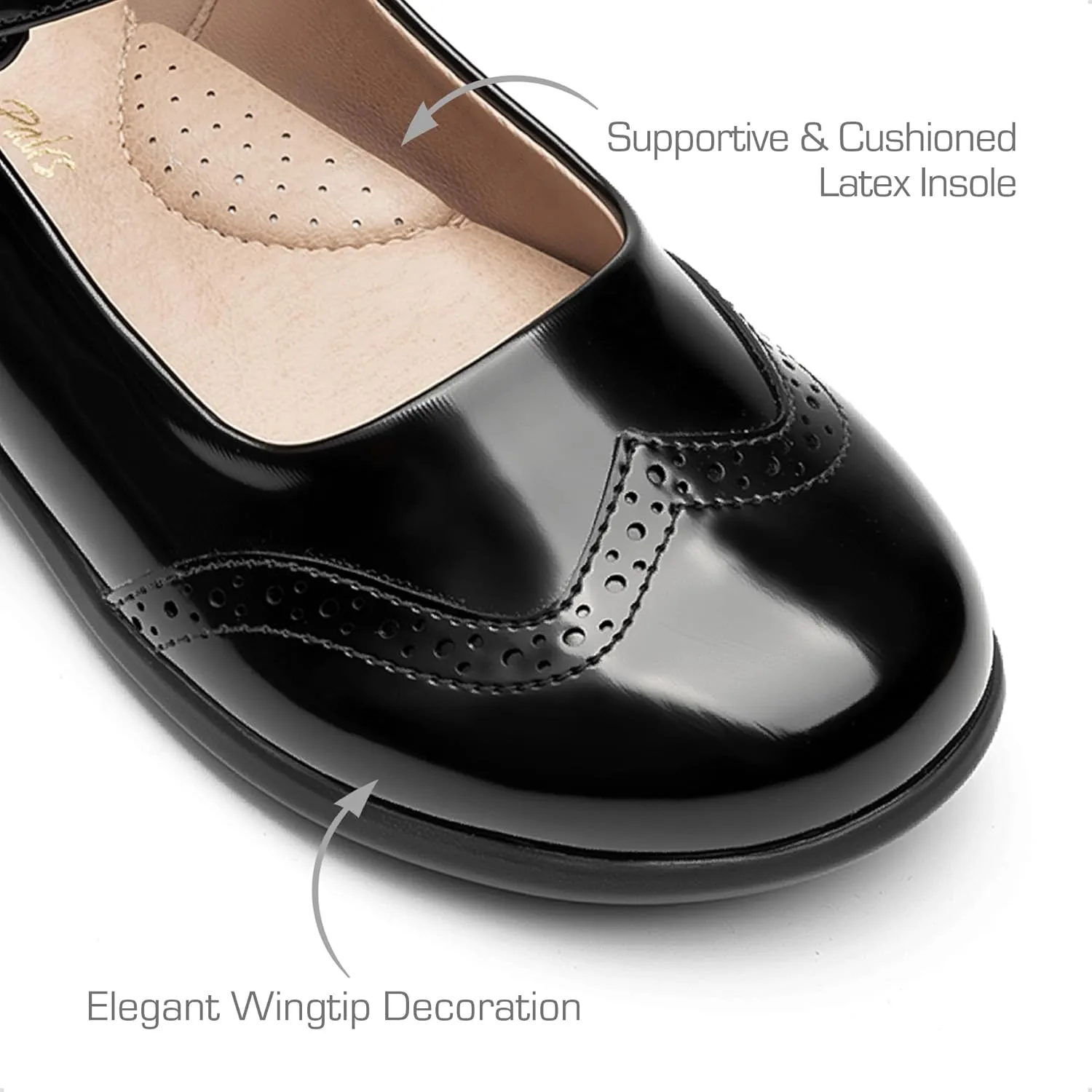 DREAM PAIRS Girls School Uniform Shoes Mary Jane Black Flats