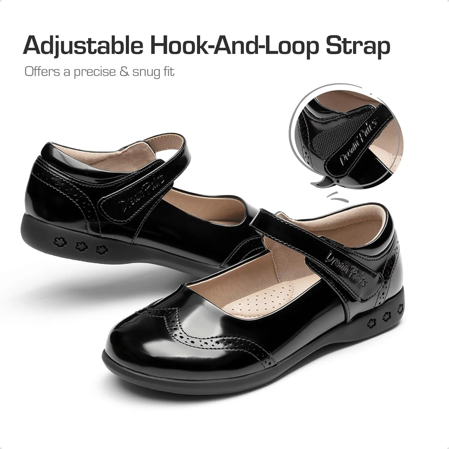 DREAM PAIRS Girls School Uniform Shoes Mary Jane Black Flats