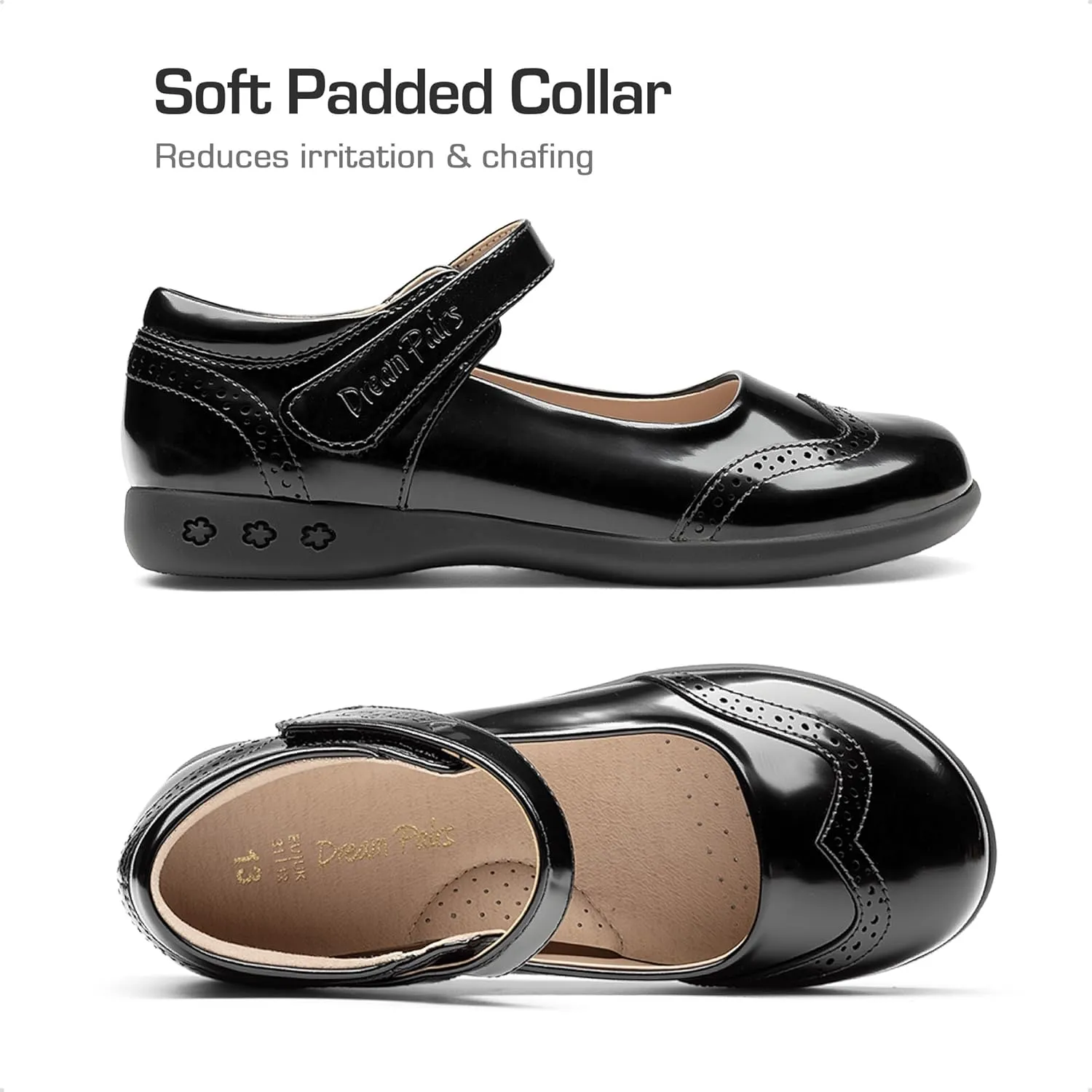 DREAM PAIRS Girls School Uniform Shoes Mary Jane Black Flats