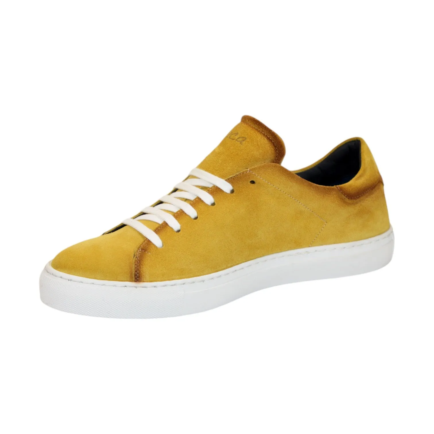 Duca Cremona Men's Shoes Yellow Suede Leather Sneakers (D1150)