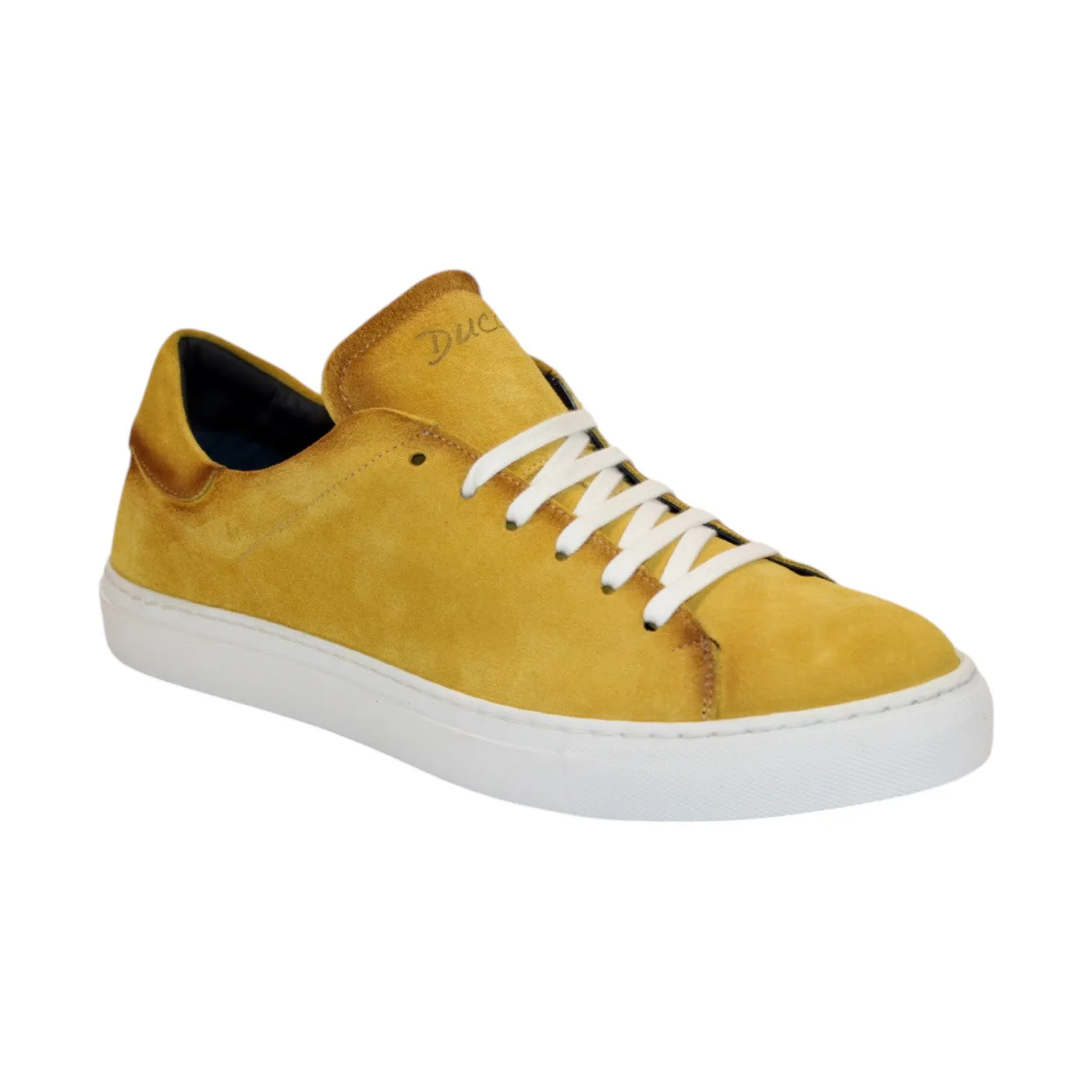 Duca Cremona Men's Shoes Yellow Suede Leather Sneakers (D1150)