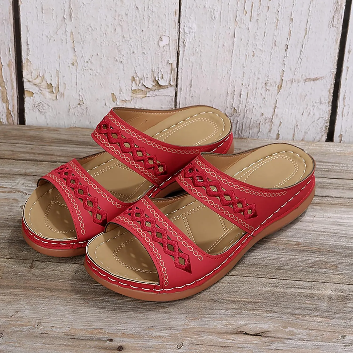 Eduavar Orthopedic Sandals for Women, Sandals for Women Casual Summer Beach Sandals Comfy Open Toe Slip-on Sandals Slippers