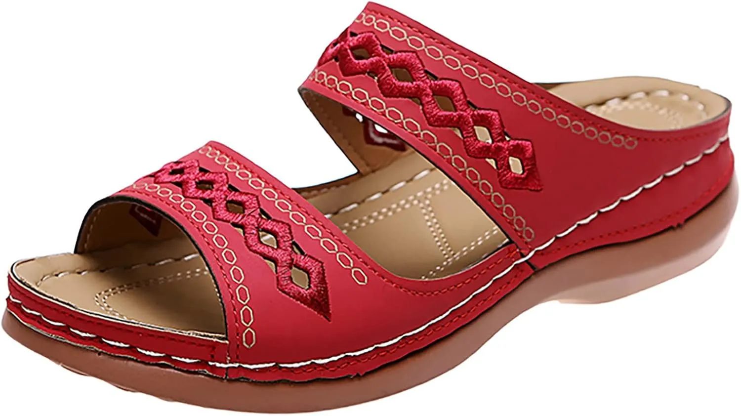 Eduavar Orthopedic Sandals for Women, Sandals for Women Casual Summer Beach Sandals Comfy Open Toe Slip-on Sandals Slippers