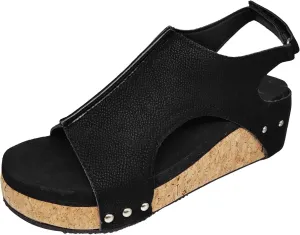 Eduavar Sandals for Women Casual Summer, Wedge Sandals for Women Comfortable Open Toe Platform Sandals with Buckle Strap