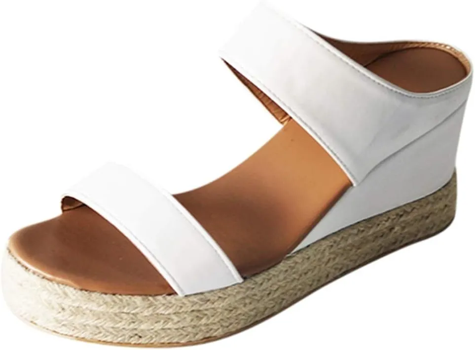 Eduavar Sandals for Women Dressy Summer, Espadrille Sandals for Women Open Toe Platform Wedge Sandals Travel Beach Sandals