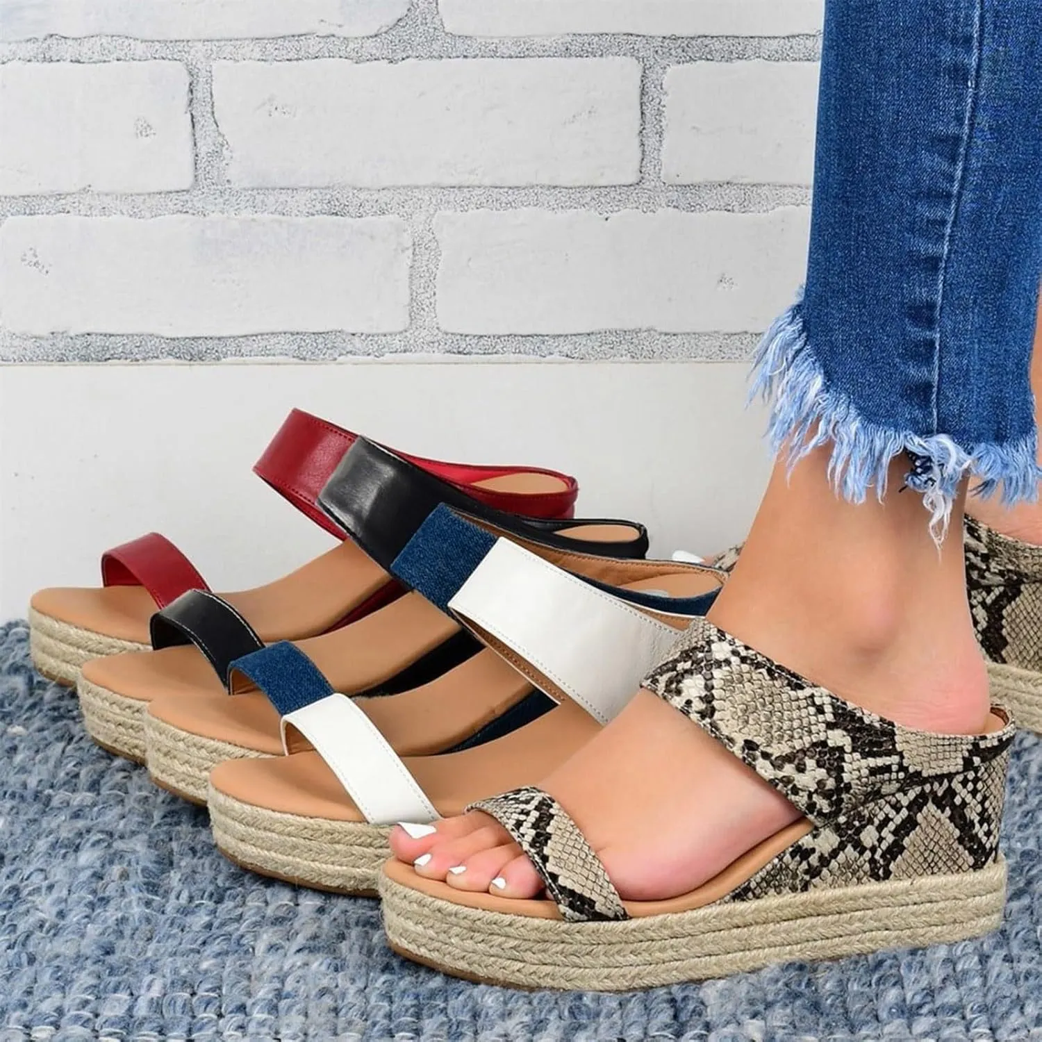 Eduavar Sandals for Women Dressy Summer, Espadrille Sandals for Women Open Toe Platform Wedge Sandals Travel Beach Sandals