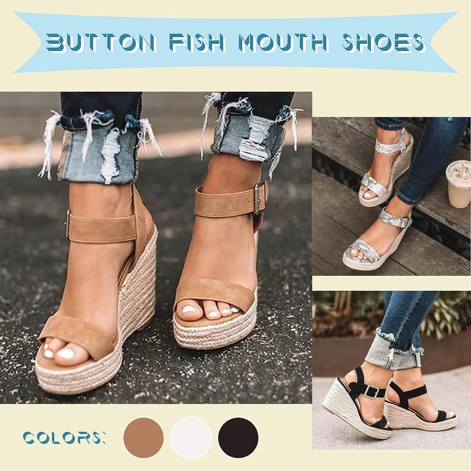 Eduavar Womens Sandals Dressy, Women Sandals Comfortable High Wedge Platform Sandals Espadrille Sandals Shoes
