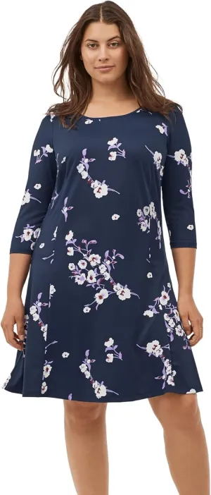 ellos Plus Size Madison Knit Three-Quarter Sleeve Dress