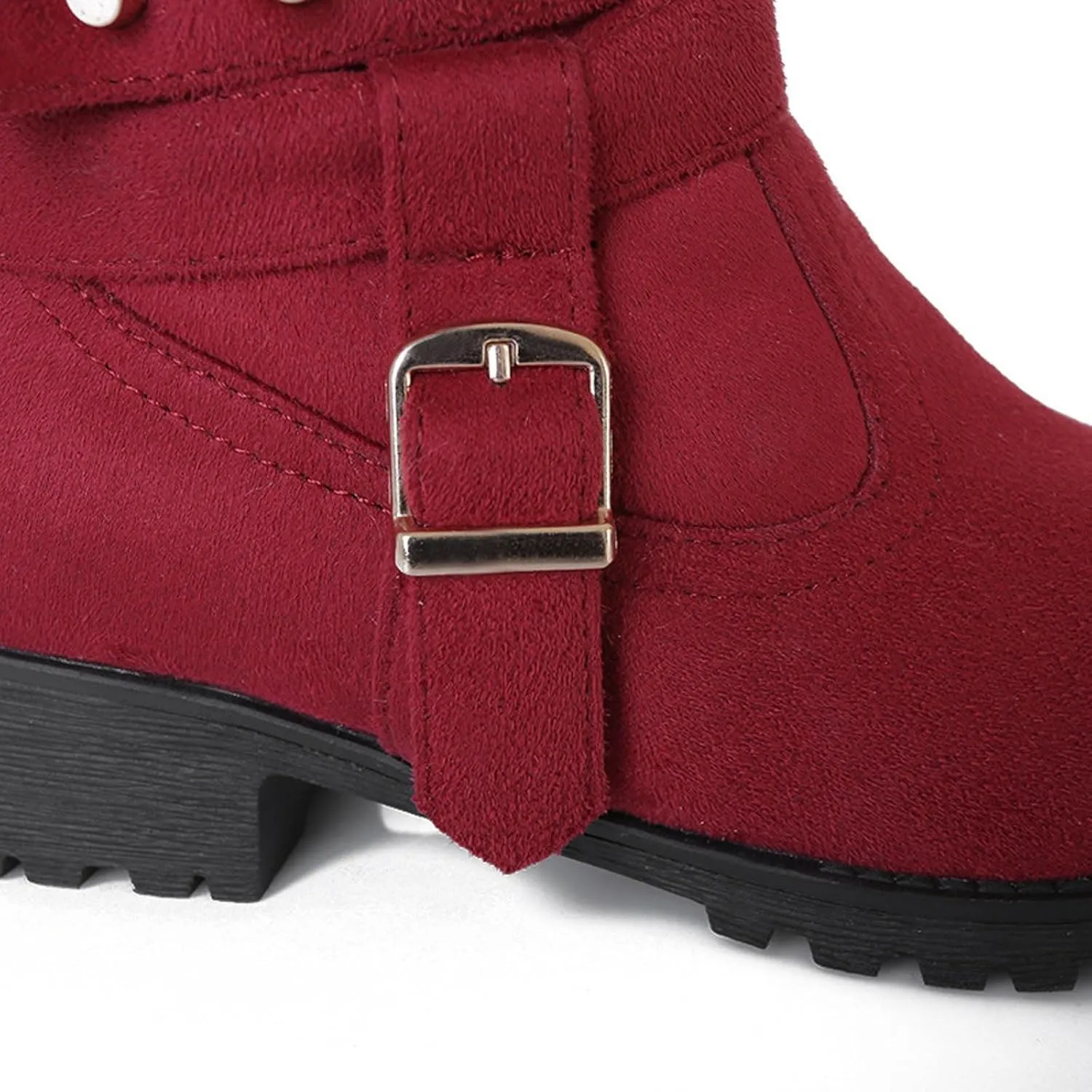 Fur Boots for Women Ankle Boots for Women Comfy High Top Warm Padded Zipper Low Heel Round Toe Women's Snow Boots