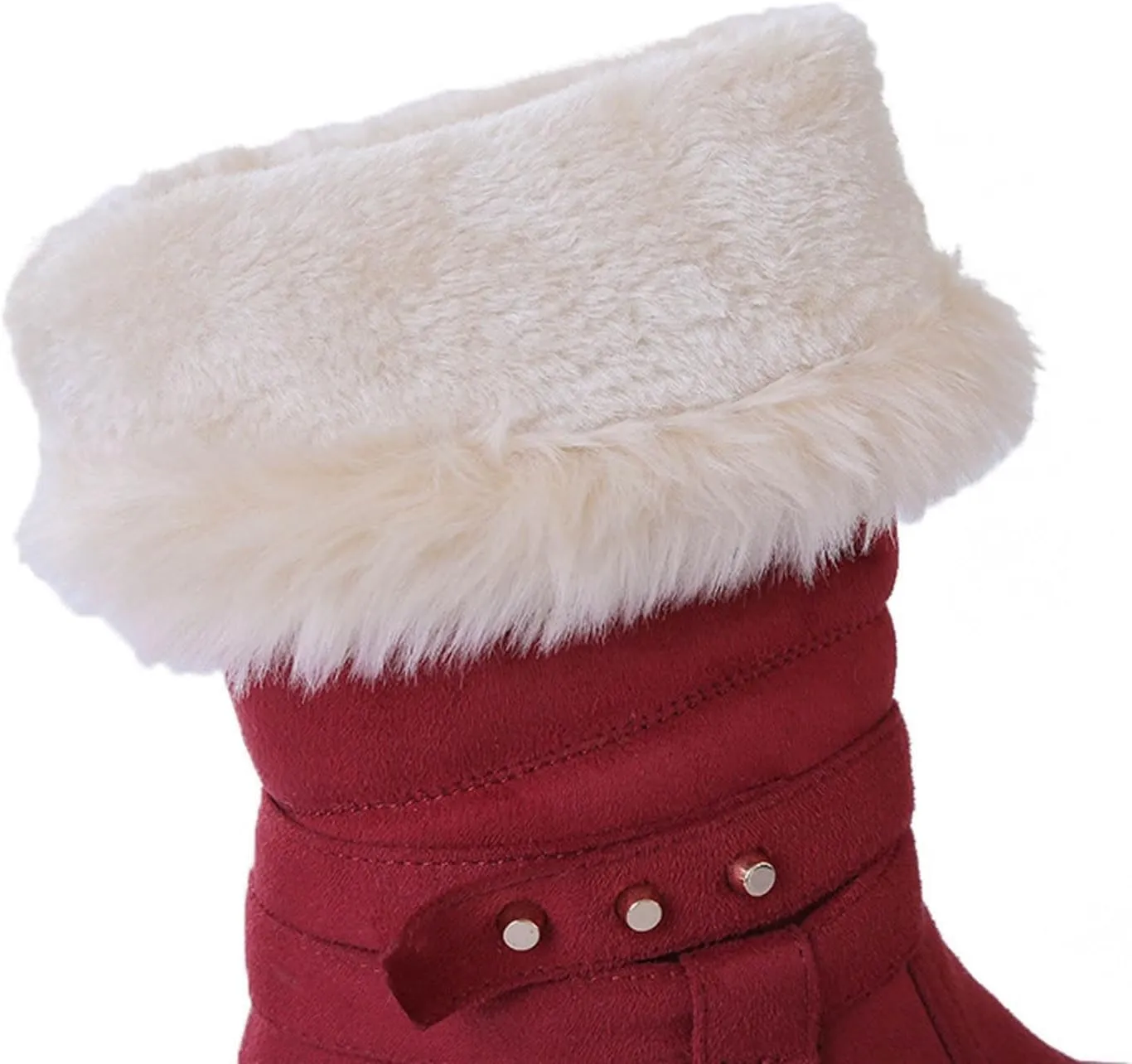 Fur Boots for Women Ankle Boots for Women Comfy High Top Warm Padded Zipper Low Heel Round Toe Women's Snow Boots