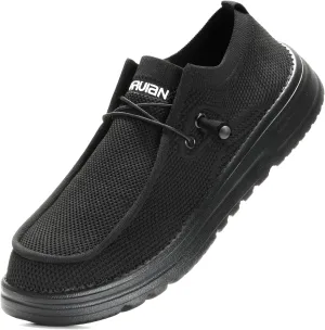 Furuian Slip On Steel Toe Shoes for Men Safety Steel Toe Loafers Comfortable Mens Slip On Work Shoes Lightweight Work Safety Footwear