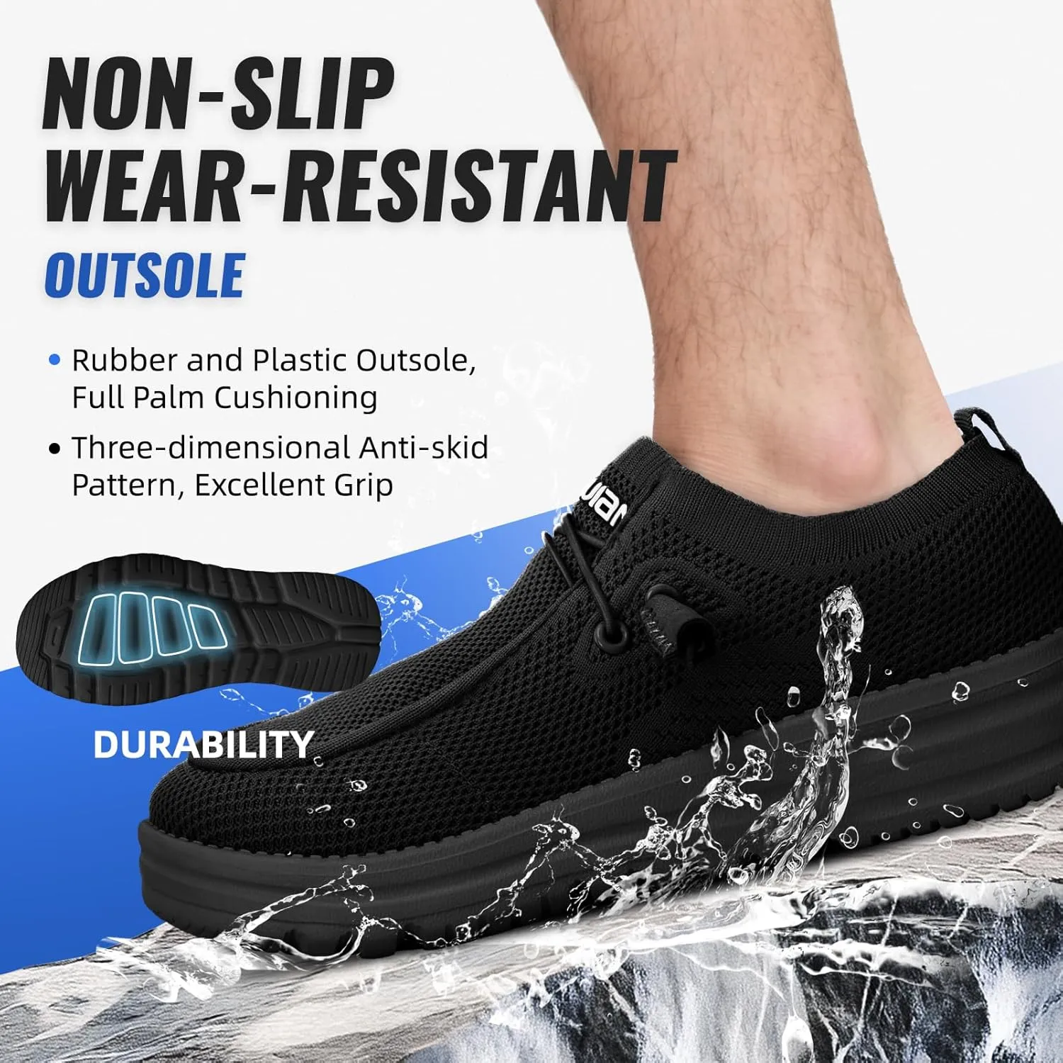 Furuian Slip On Steel Toe Shoes for Men Safety Steel Toe Loafers Comfortable Mens Slip On Work Shoes Lightweight Work Safety Footwear