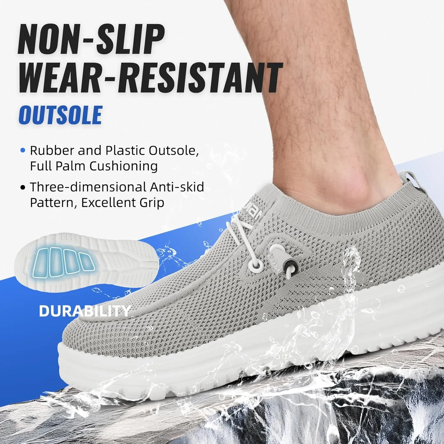 Furuian Slip On Steel Toe Shoes for Men Safety Steel Toe Loafers Comfortable Mens Slip On Work Shoes Lightweight Work Safety Footwear