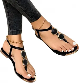 Gibobby Sandals for Women Flat Casual Summer Buckle Ankle Strap Fashion Sandals Thong Open Toe Flip Flop Women Sandals