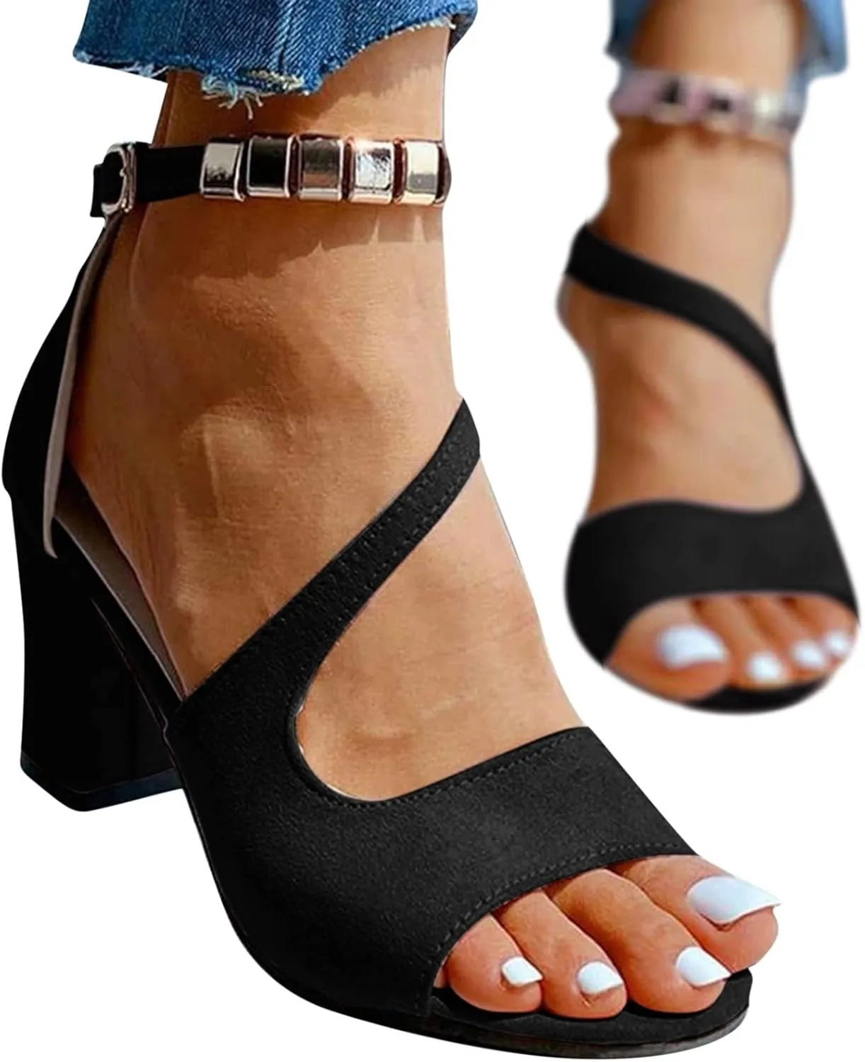 Gibobby Womens Sandals Flat Wedge Ankle Buckle Sandal Strap Beach Open Toe Espadrille Platform Sandals