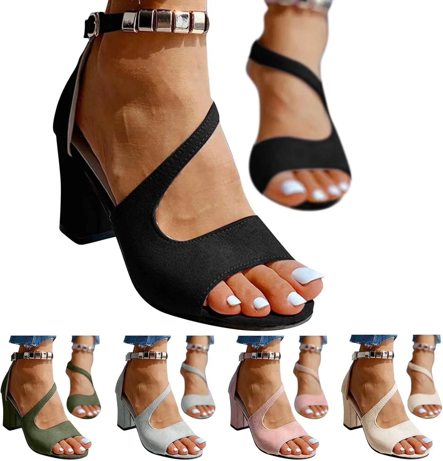 Gibobby Womens Sandals Flat Wedge Ankle Buckle Sandal Strap Beach Open Toe Espadrille Platform Sandals