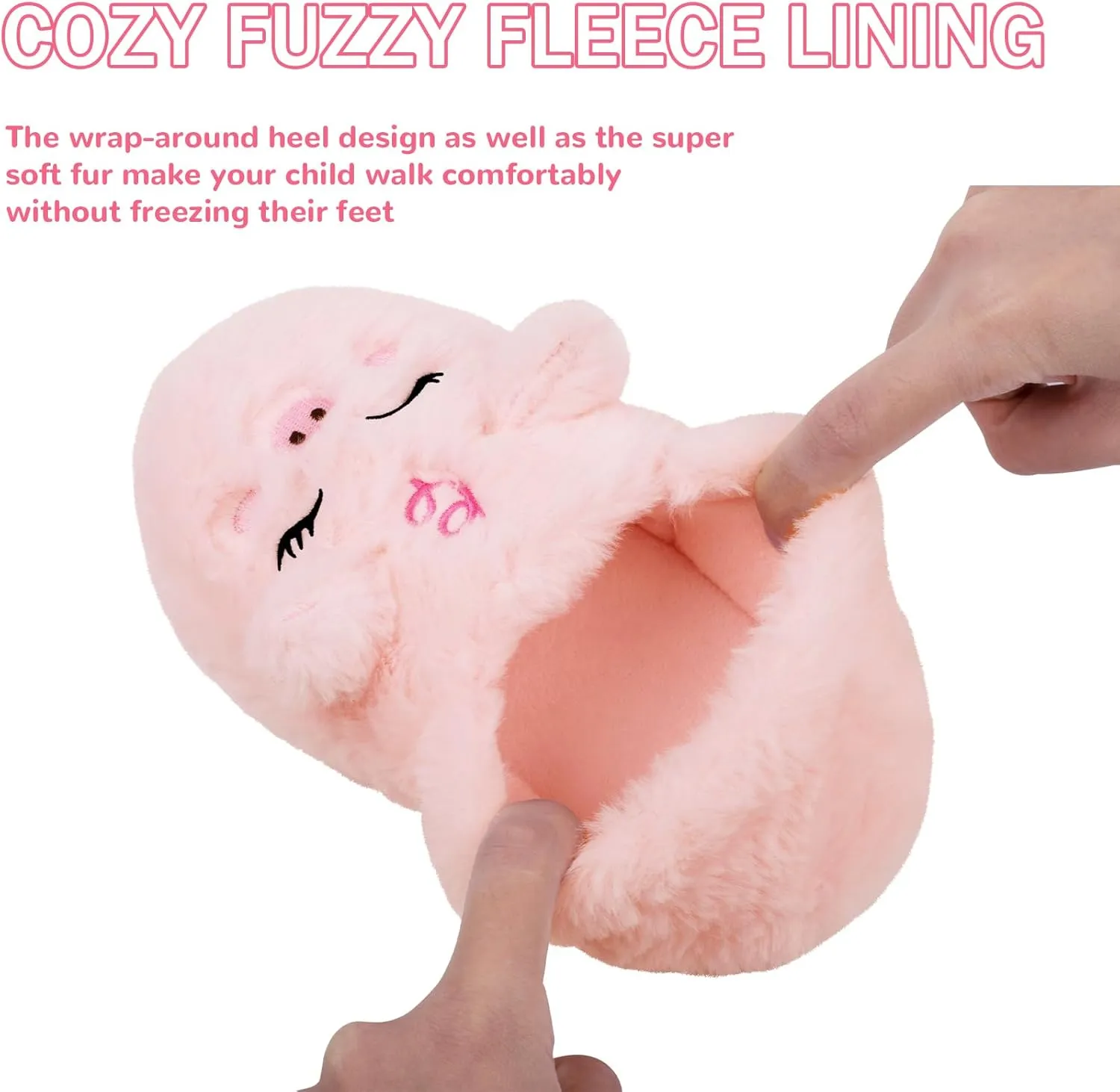 Girls Fluffy Mermaid Star House Slippers Cozy Warm Slip-on Animal House Shoes for Kids Bedroom Indoor Outdoor