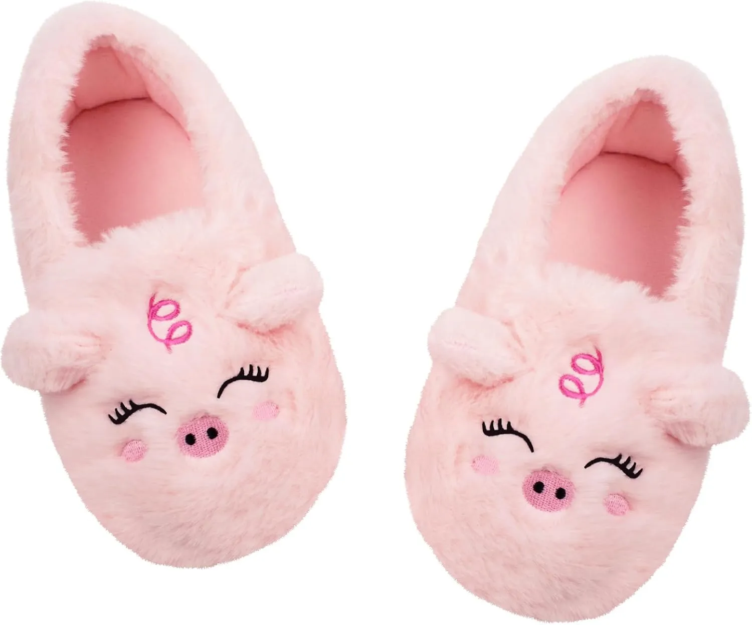 Girls Fluffy Mermaid Star House Slippers Cozy Warm Slip-on Animal House Shoes for Kids Bedroom Indoor Outdoor
