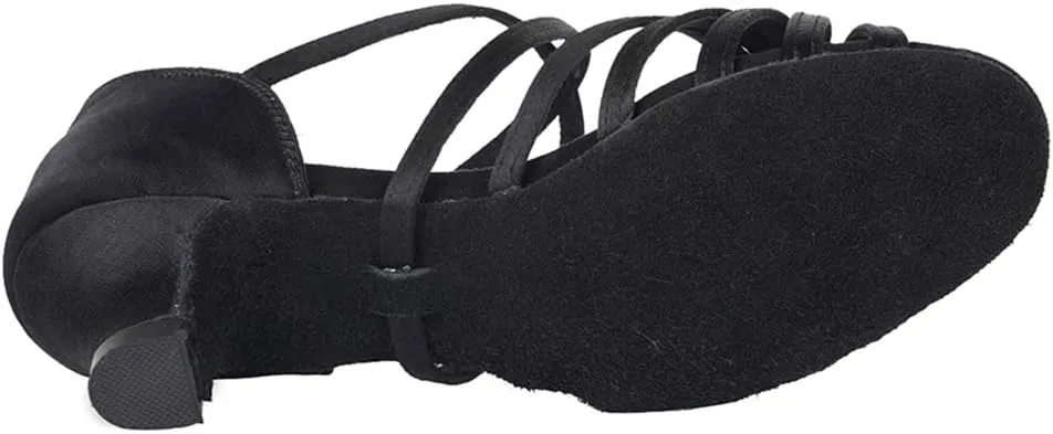 Girls Latin Dance Shoes Satin Professional Ballroom Salsa Dance Practice Performance Shoes(Little/Big Kid),Model 202