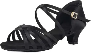 Girls Latin Dance Shoes Satin Professional Ballroom Salsa Dance Practice Performance Shoes(Little/Big Kid),Model 202