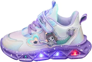 Girls?? Light Up Princess Shoes Slip On Sneakers Mermaid Shoes Breathable Mesh Sneakers Lightweight for Kids Toddler