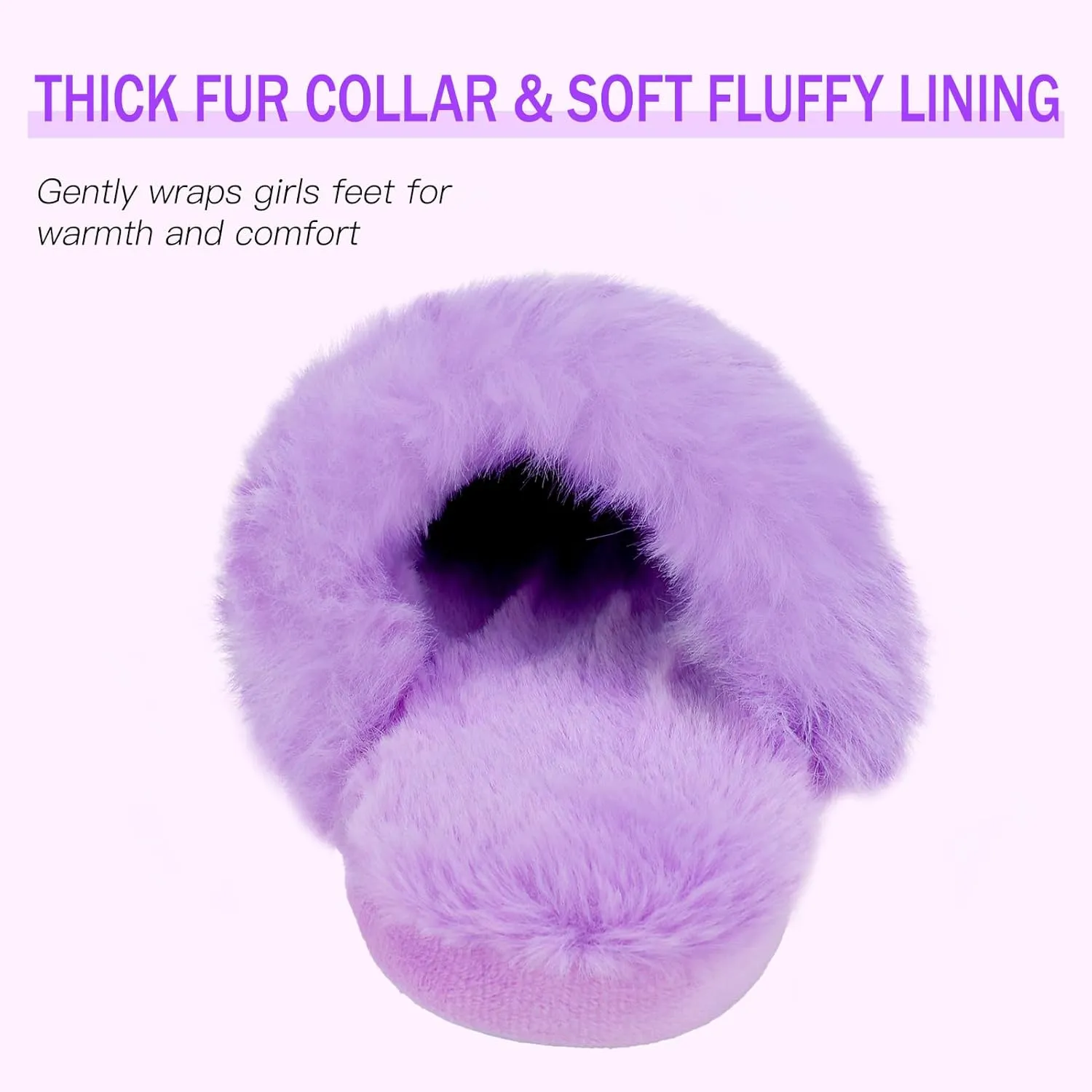 Girls Mermaid Fluffy House Slippers,Toddler Faux Fur Cozy Plush No-Slip Home Slippers with Memory Foam House Shoes for Kids Bedroom Indoor