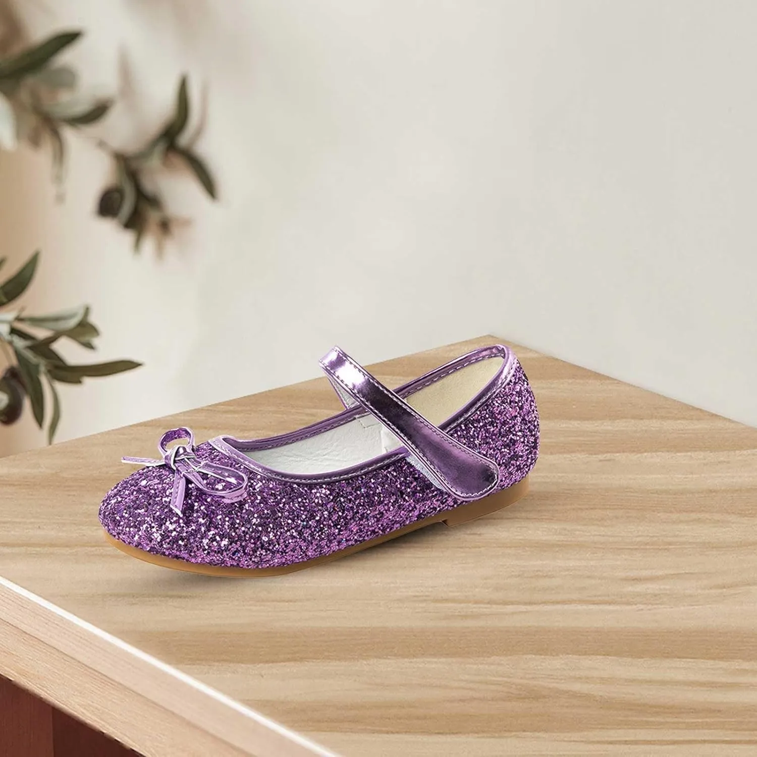 Girls Princess Shoes Glitter Bowknot parkle ary Jane ow Heel lats Wedding Birthday Part Prom Footwear Shoes