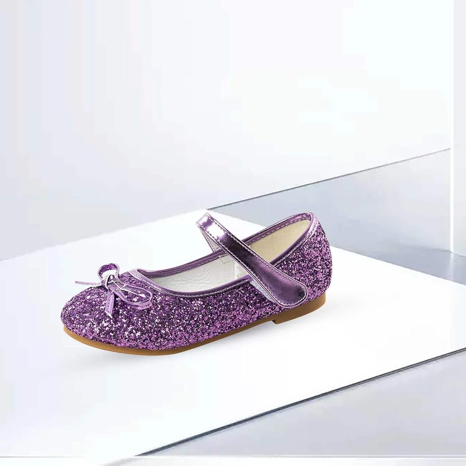 Girls Princess Shoes Glitter Bowknot parkle ary Jane ow Heel lats Wedding Birthday Part Prom Footwear Shoes