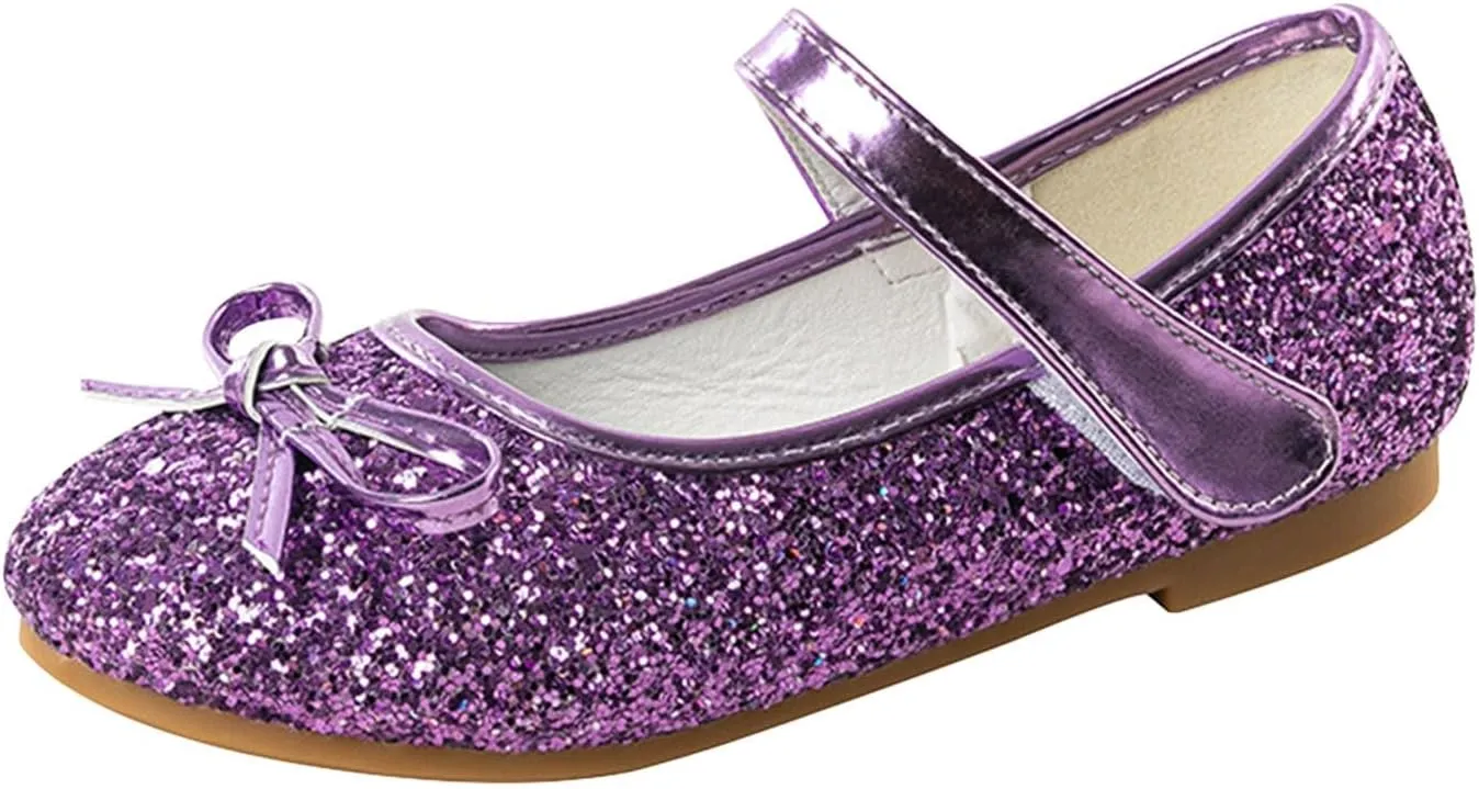 Girls Princess Shoes Glitter Bowknot parkle ary Jane ow Heel lats Wedding Birthday Part Prom Footwear Shoes