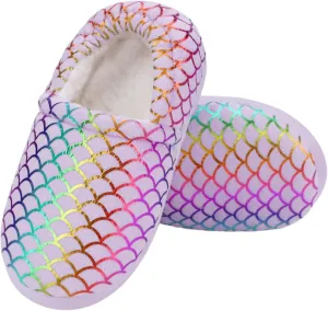 Girls Slippers Mermaid Princess No-Slip Comfy House Slippers Memory Foam House Shoes for Girls Bedroom Indoor Outdoor